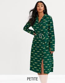 Glamorous Petite midi shirt dress in tiger print   ASOS at Asos